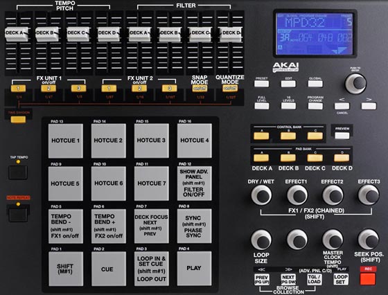 MPD32 Traktor mapping layout