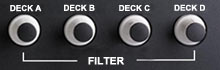 Picture of MPD32 knobs assigned to control filters